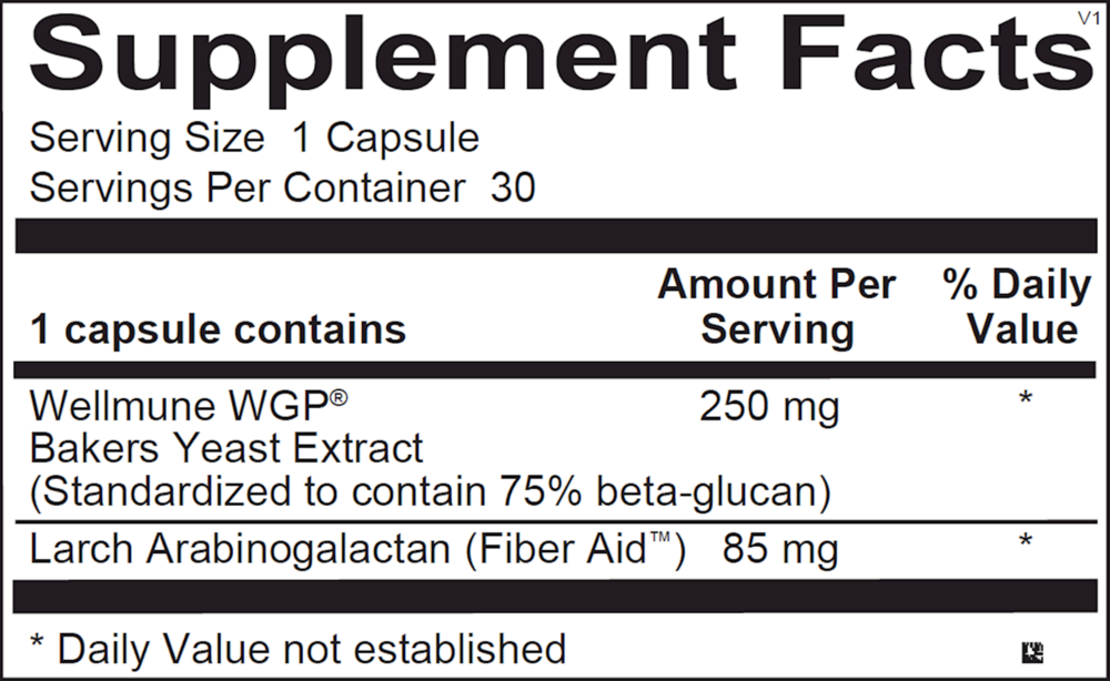 Supplement facts label with detailed nutritional information on a white background