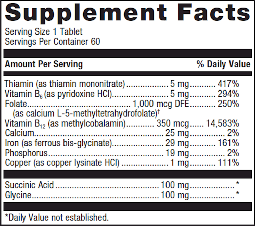 Supplement facts label with detailed nutritional information on a white background
