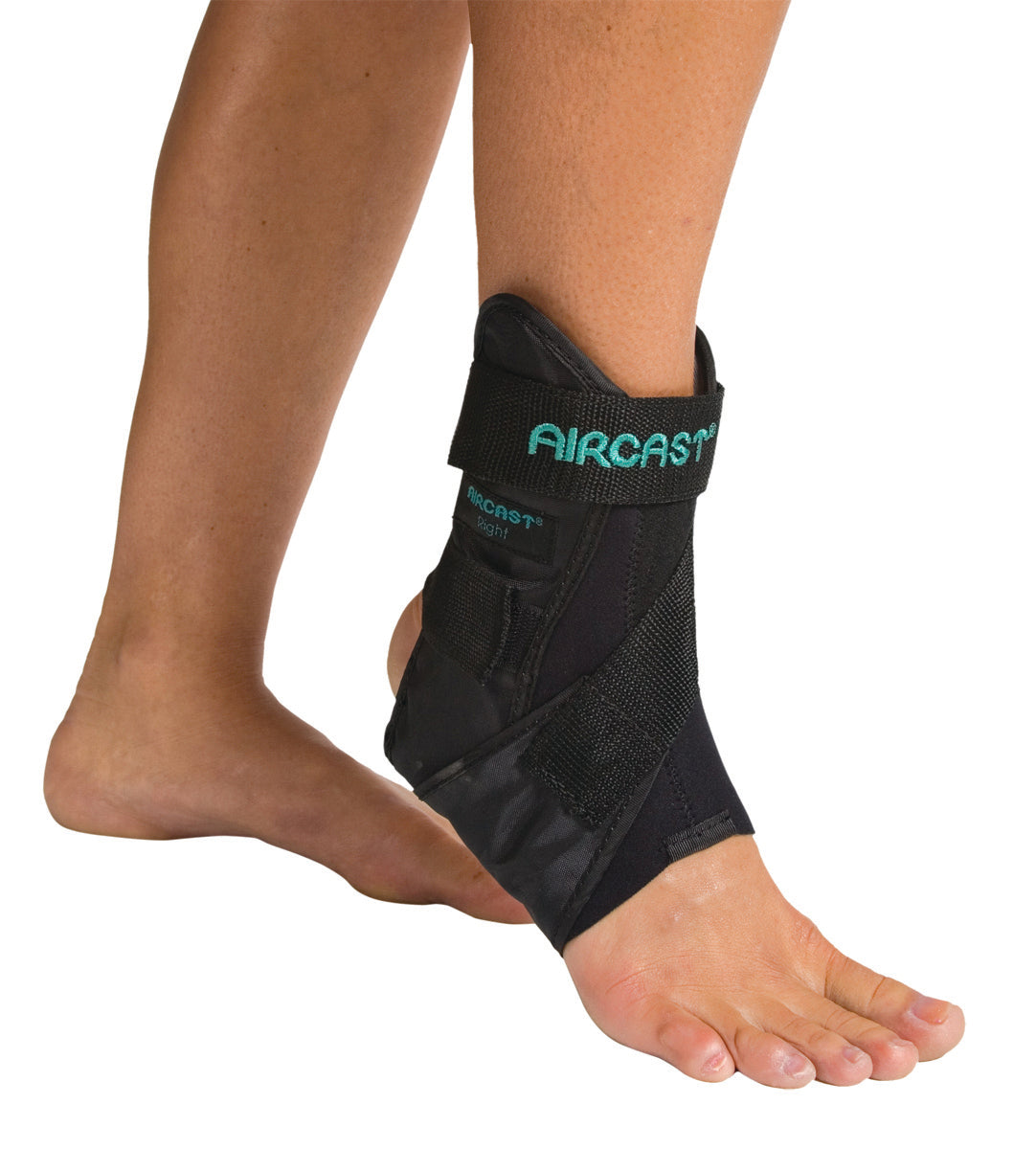 Black ankle support brace with 'Aircast' branding on a white background