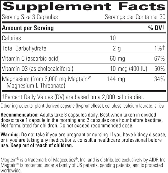A list of supplement facts