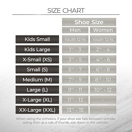 Shoe size chart for men and women on a light gray background