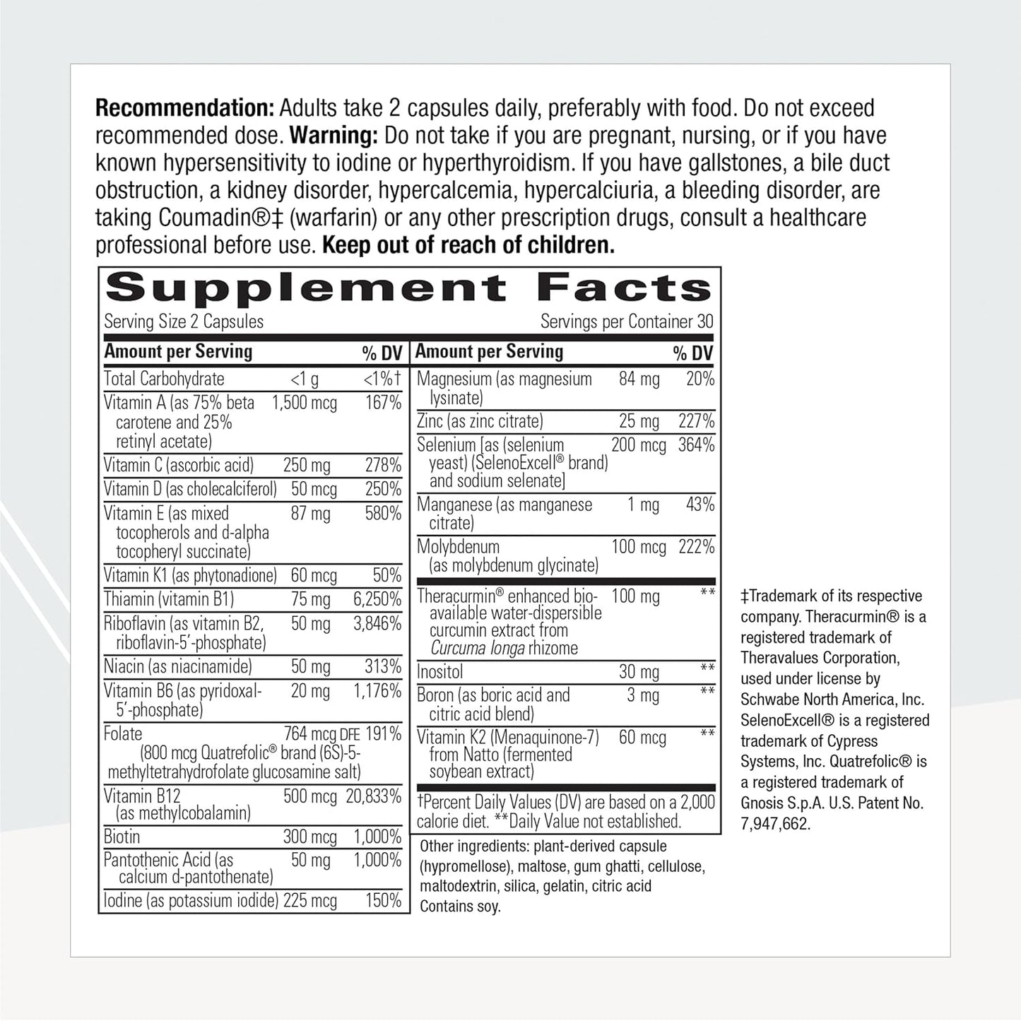 A picture of a label with supplement facts