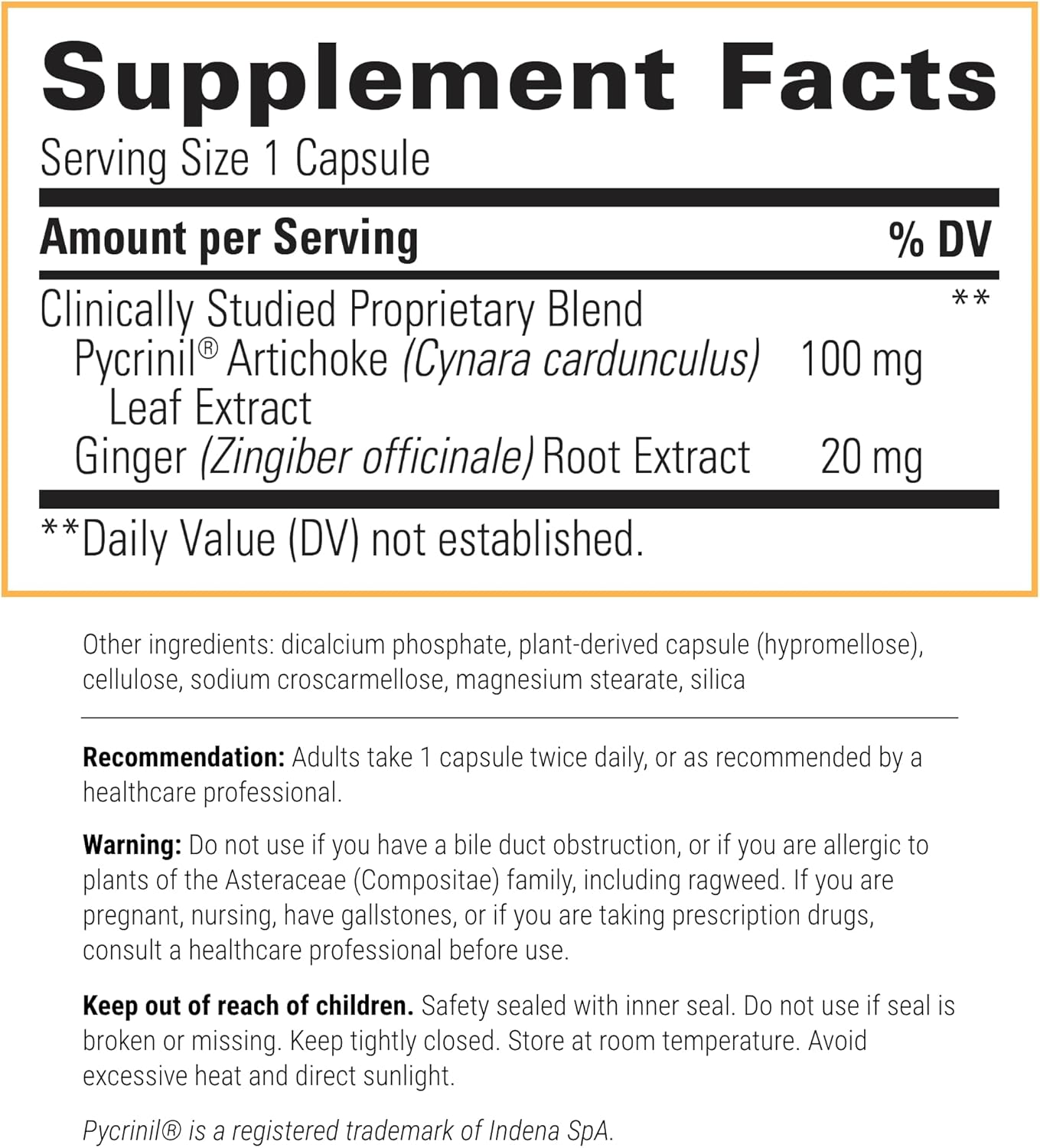 A picture of a label with supplement facts