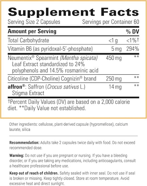 A list of supplement facts