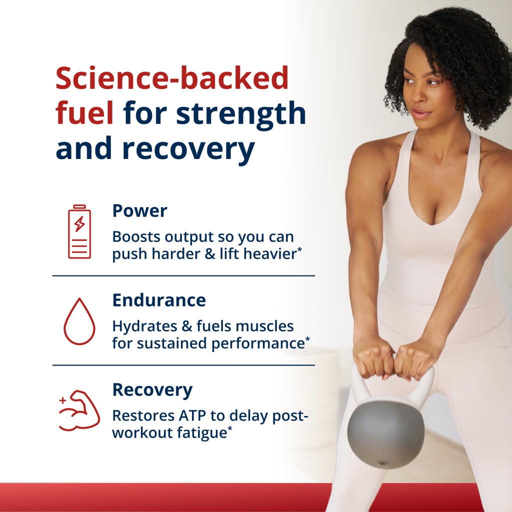 Science backed for strength and recovery for a canister of Metagenics Creatine UP.