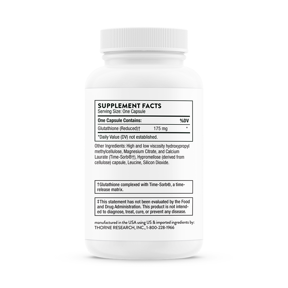 Supplement facts for a bottle of Thorne Glutathione-SR dietary supplement