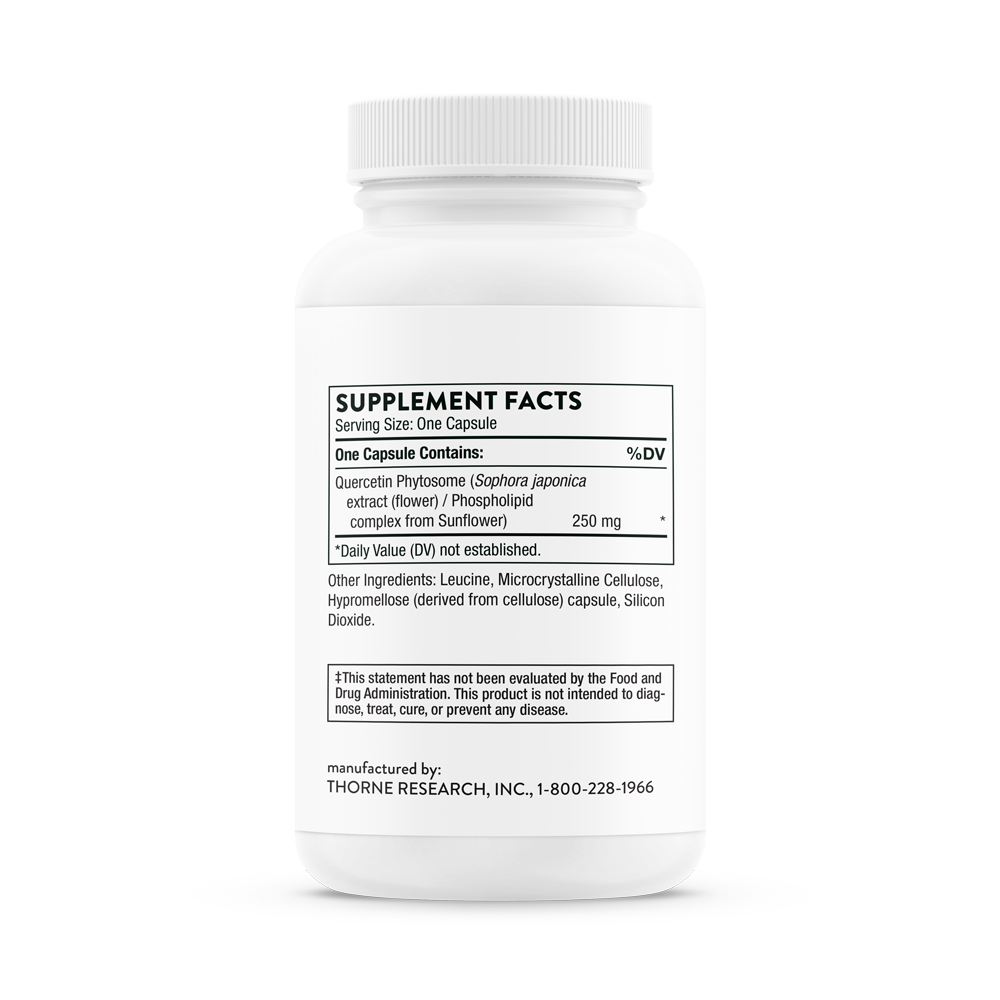 Supplement facts for a bottle of Thorne Quercetin Phytosome