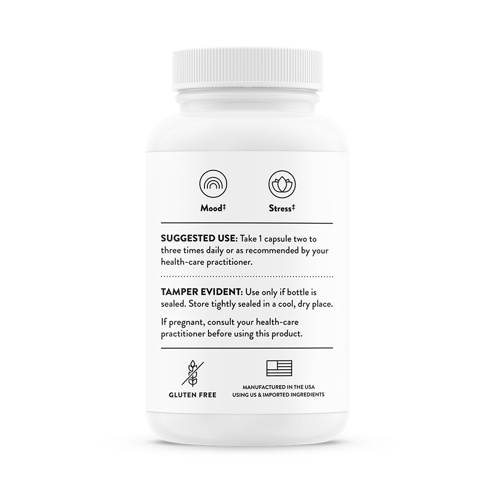 Suggested use for A bottle of Thorne Rhodiola dietary supplement