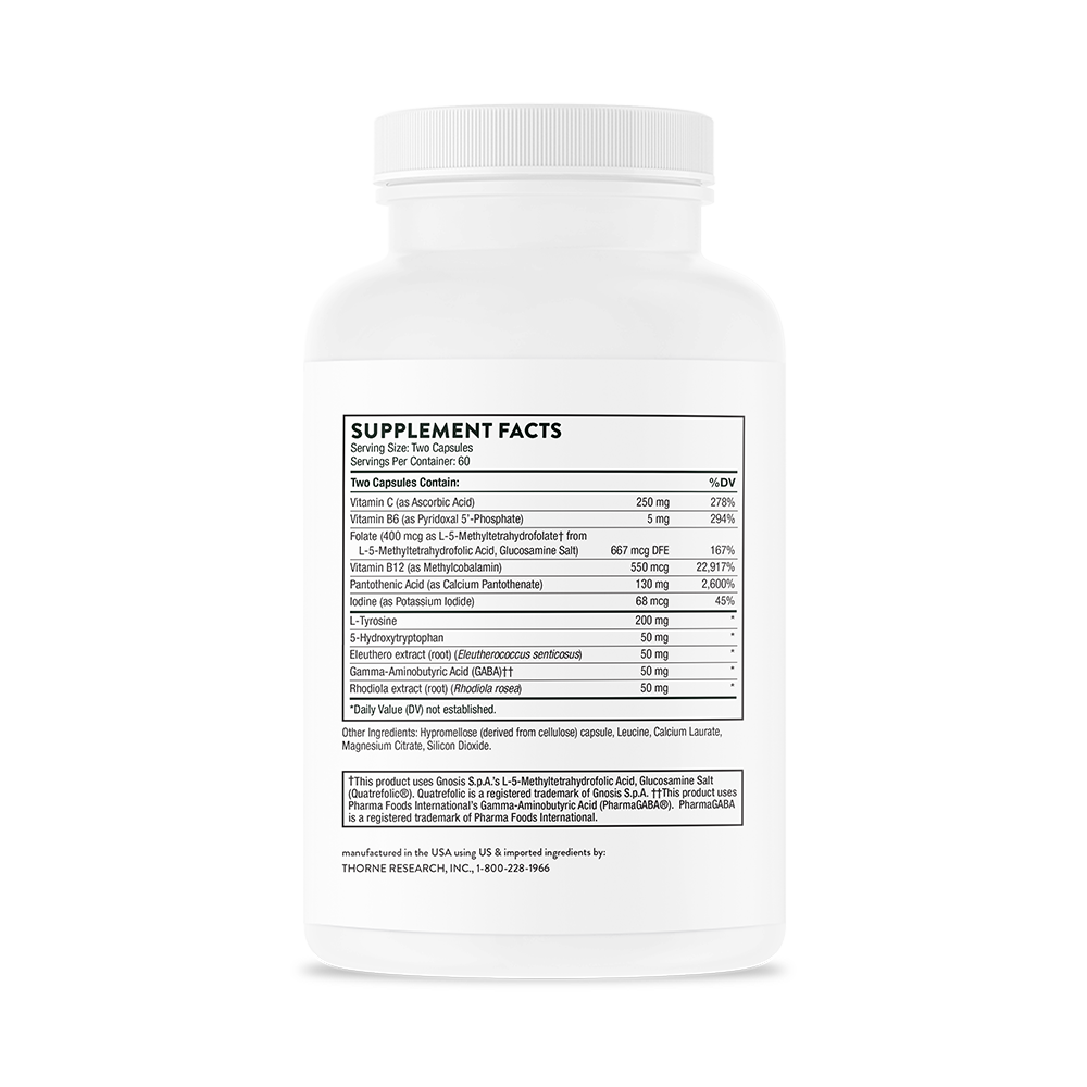 Suplpement facts for Thorne Emotion Balance Support dietary supplement