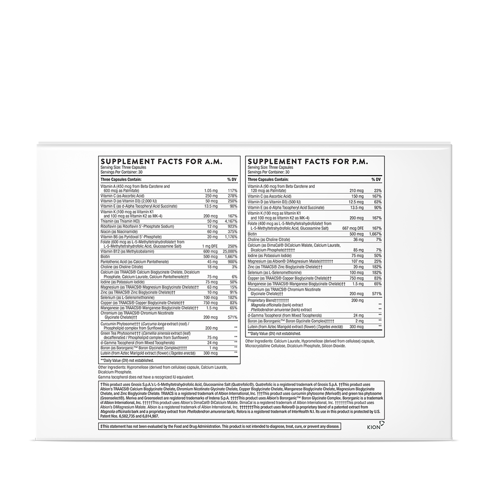 A picture of the supplement facts label