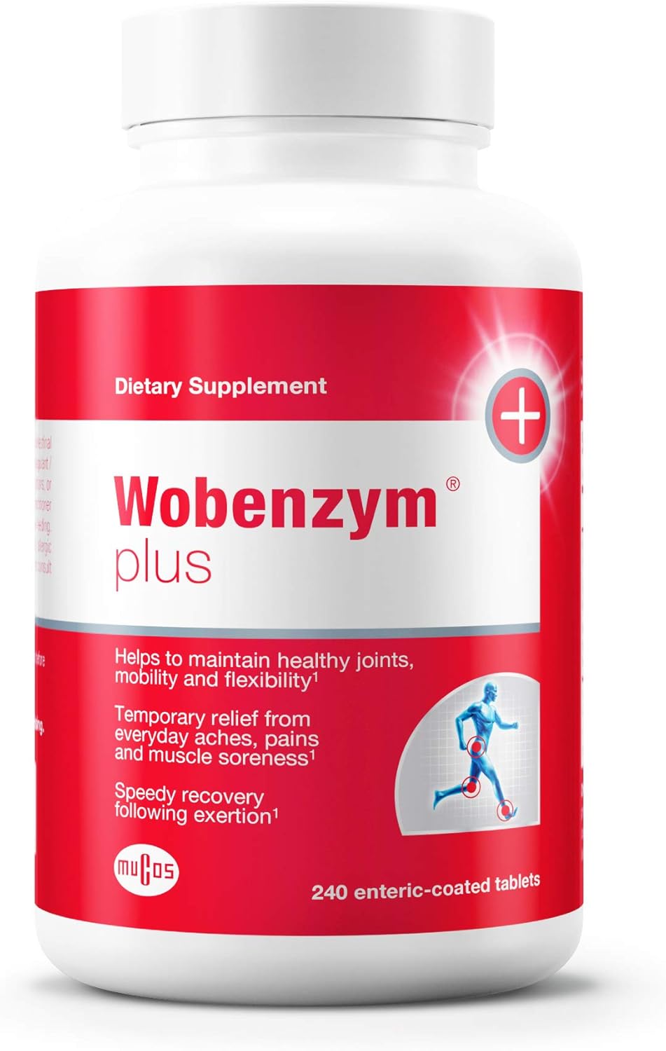 A bottle of Douglas Labs Wobenzym PS with 240 enteric coated tablets for joint health support.