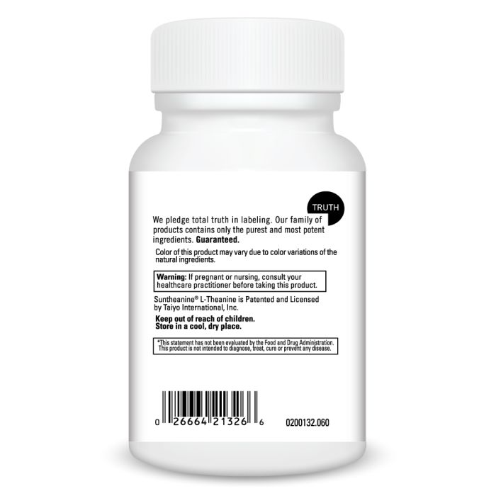 White supplement bottle with label on a white background