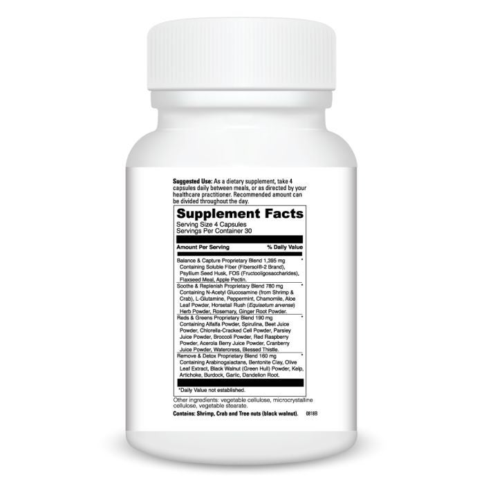 Supplement bottle with label on a white background