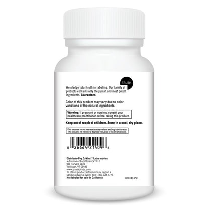 White supplement bottle with label on a white background