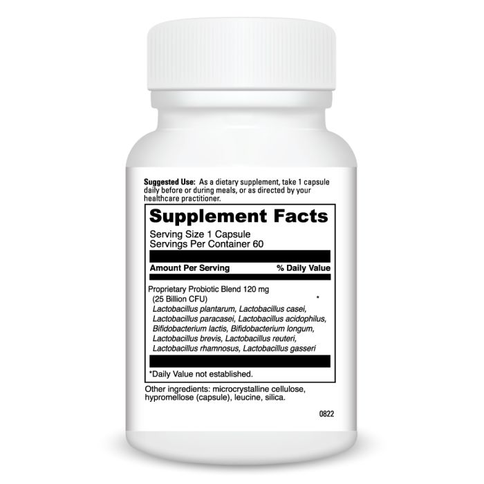 Supplement bottle with label on a white background