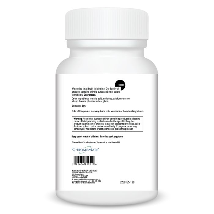 White supplement bottle with label on a white background