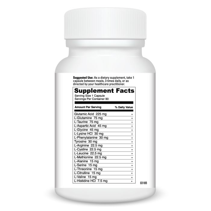 Supplement bottle with a detailed supplement facts label on a white background