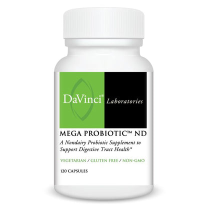 DaVinci Laboratories Mega Probiotic ND supplement bottle on a white background