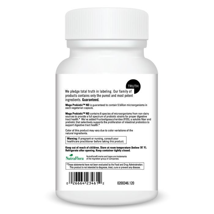 White supplement bottle with label on a white background