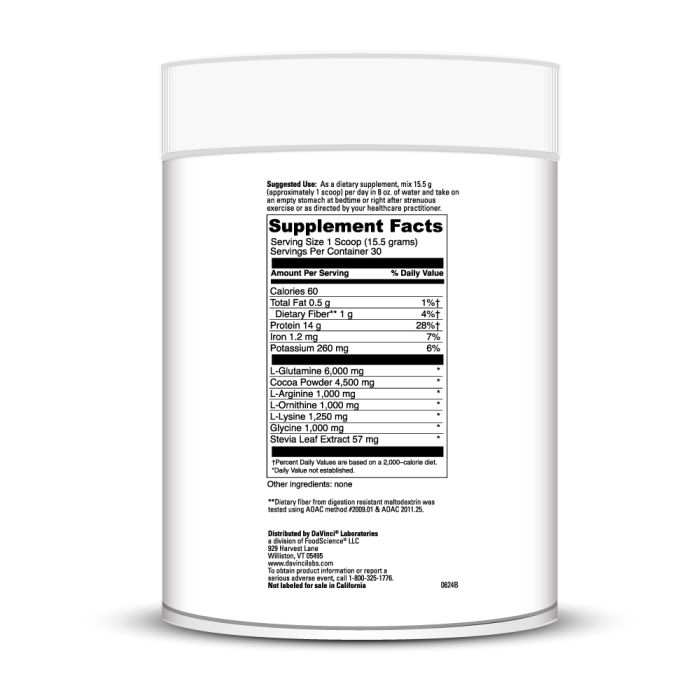 Supplement container with a detailed label on a white background