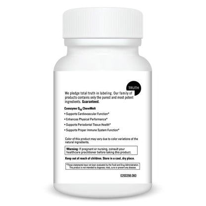 White supplement bottle with label on a white background