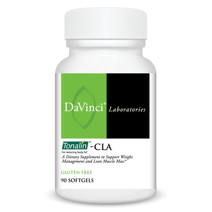 DaVinci Laboratories Tonalin-CLA supplement bottle on a white background