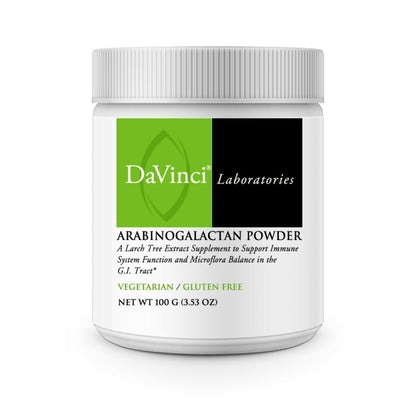 DaVinci Laboratories Arabinogalactan Powder container on a white background