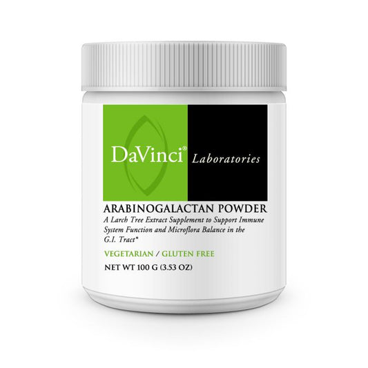 DaVinci Laboratories Arabinogalactan Powder container on a white background