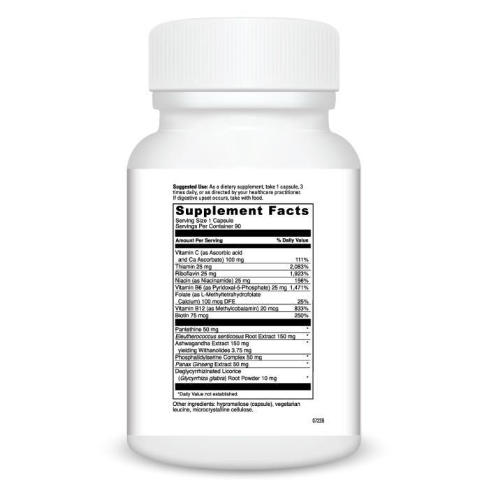 Supplement bottle with detailed label on a white background