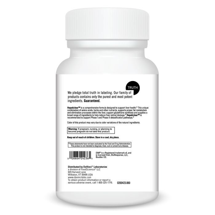 White supplement bottle with black text on a white background
