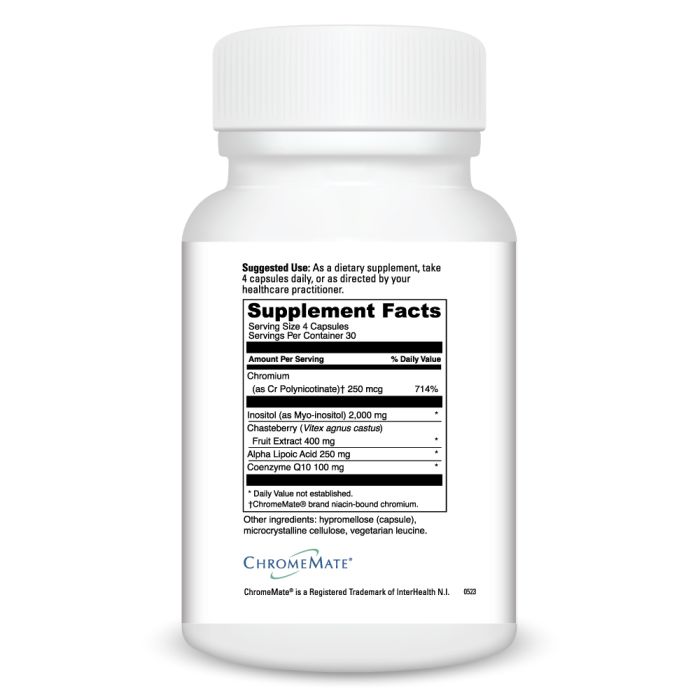Supplement bottle with detailed label on a white background