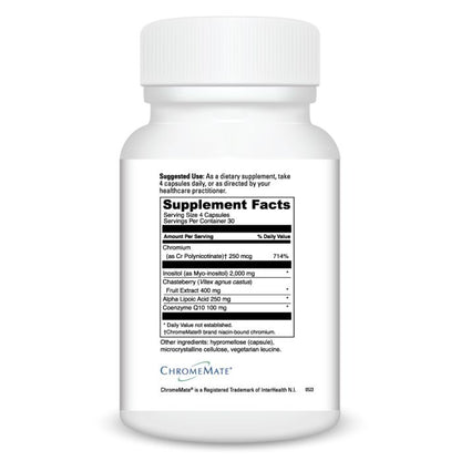 Supplement bottle with detailed label on a white background