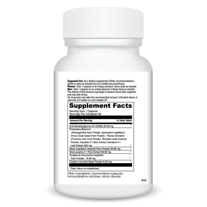 Supplement bottle with detailed label on a white background