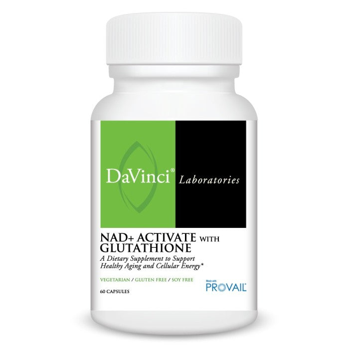 A picture of a bottle of Davinci Labs NAD+Activate with glutathione