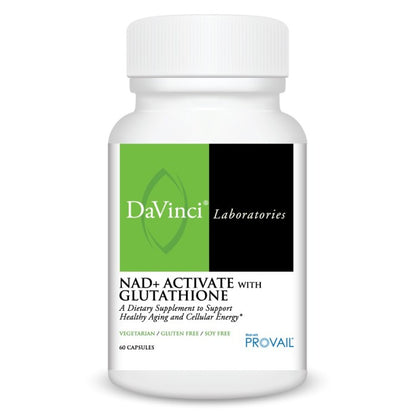 A picture of a bottle of Davinci Labs NAD+Activate with glutathione