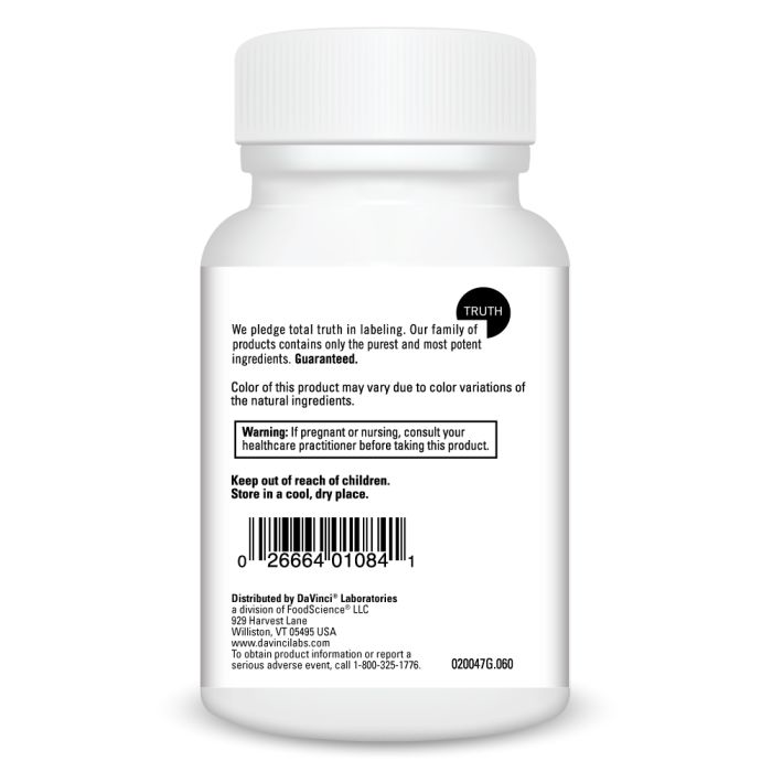 White supplement bottle with label on a white background
