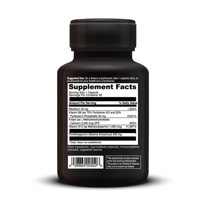 Supplement bottle with detailed label on a white background