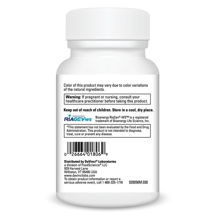 Information on the back of a bottle of DaVinci Labs MAD+ACTIVATE, 30 Capsules