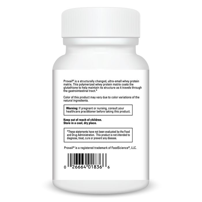 White supplement bottle with black text on a white background