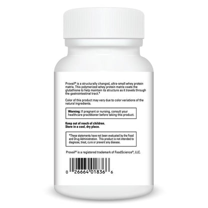 White supplement bottle with black text on a white background