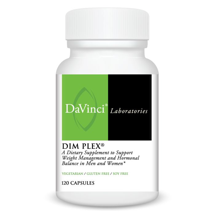 DaVinci Laboratories DIM PLEX dietary supplement bottle on a white background