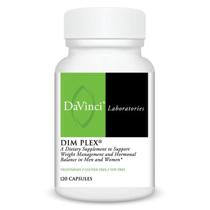 DaVinci Laboratories DIM PLEX dietary supplement bottle on a white background
