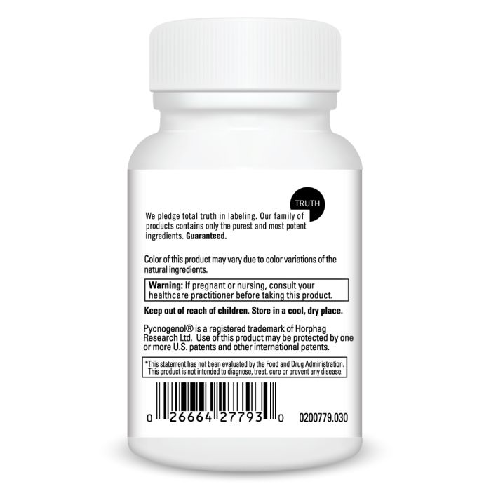 White supplement bottle with label on a white background
