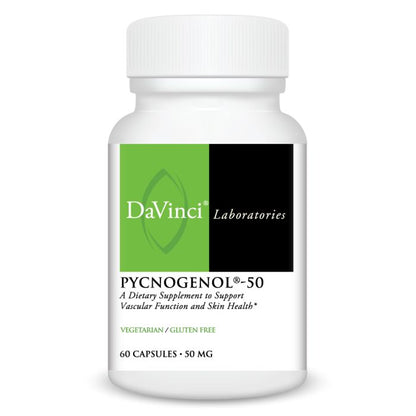 DaVinci Laboratories Pycnogenol-50 supplement bottle on a white background