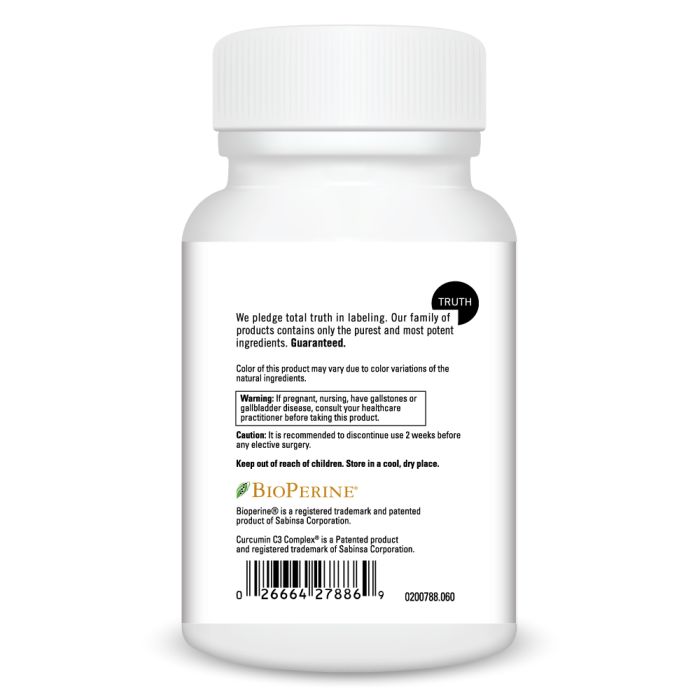 White supplement bottle with label on a white background