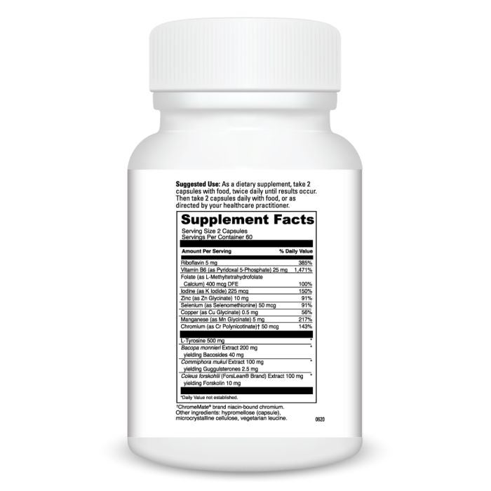 Supplement bottle with label on a white background