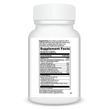 Supplement bottle with label on a white background
