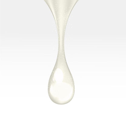 A picture of beige liquid that shows what the supplement looks like