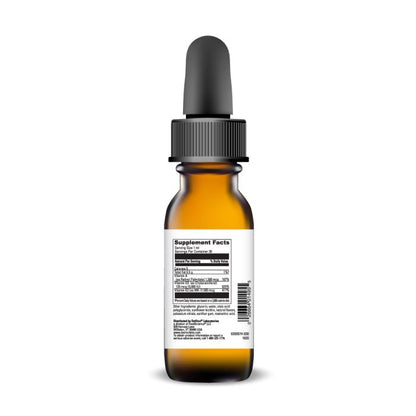 A bottle of Davinci Labs Liposomal ADK supplement with a dropper, featuring a label with product information.