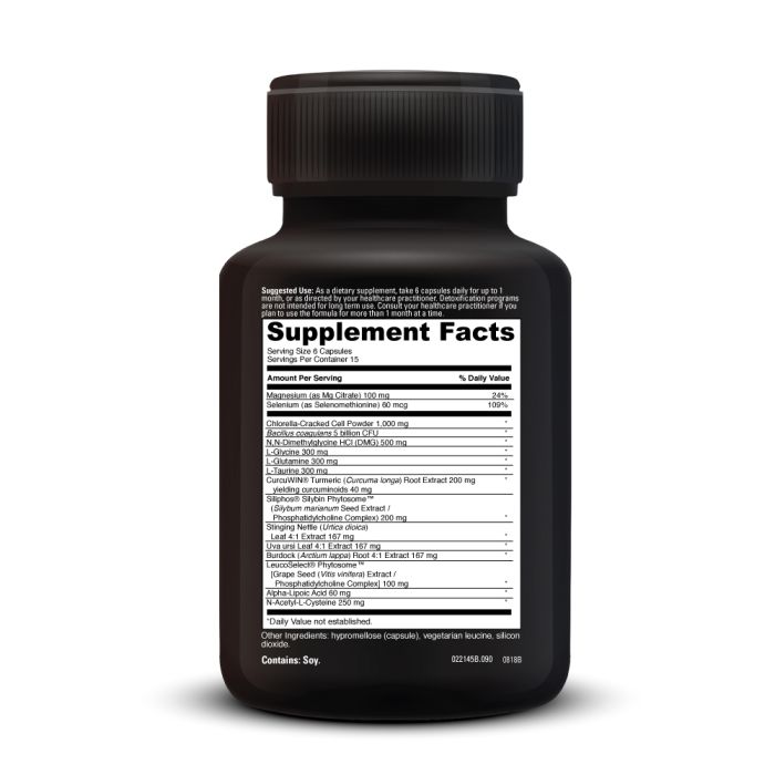 Black supplement bottle with white label displaying 'Supplement Facts' on a white background